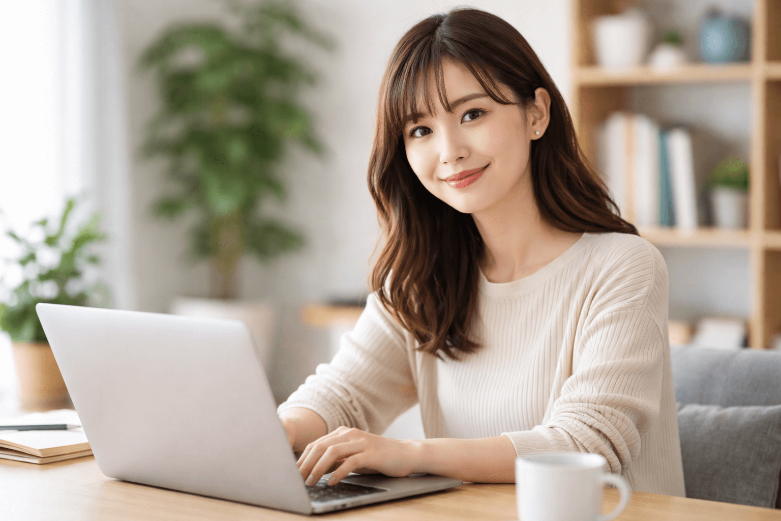 PCをつかっている女性